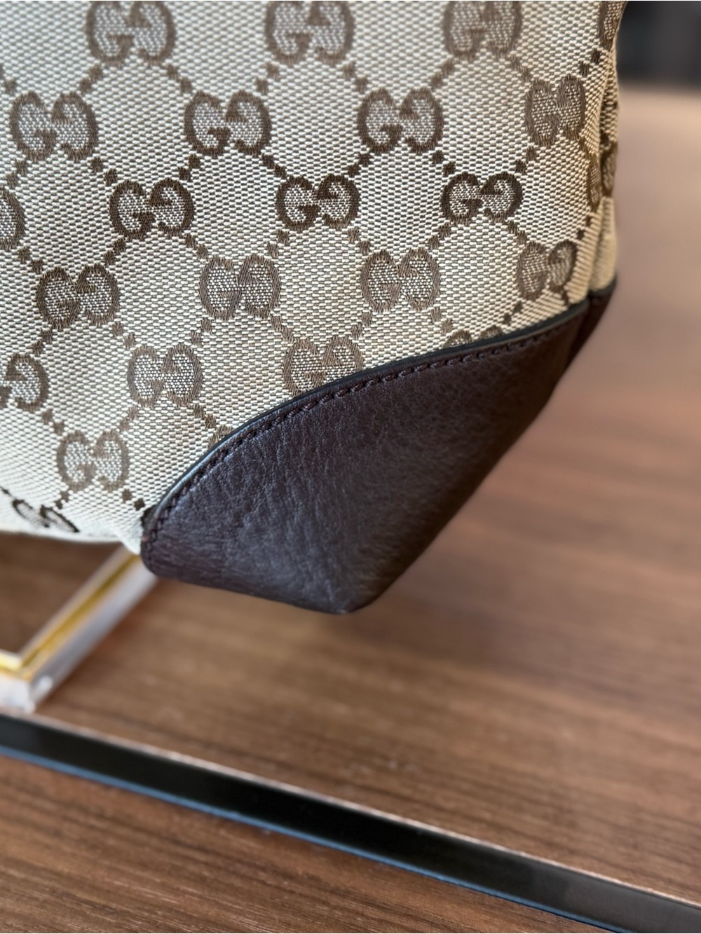 Authentic Gucci Sukey GG Canvas Tote Brown Leather Shoulder Bag - Picture 4 of 12